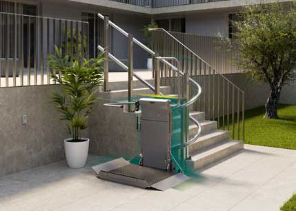 Gebrauchter Plattformlift an einer Außentreppe Treppenlift Modell 200