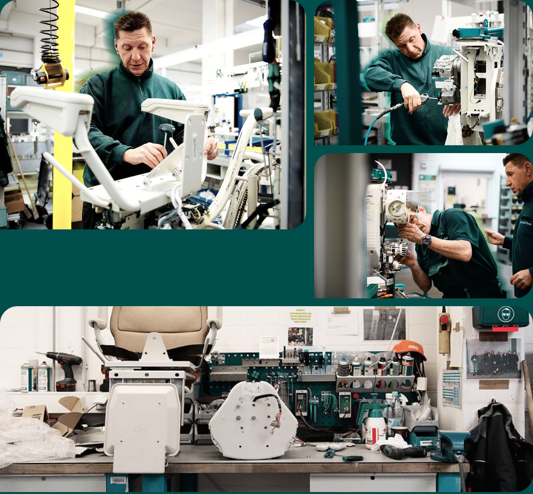 Einblicke in die Werkstatt für gebrauchte Treppenlifte mit Technikern bei der Arbeit